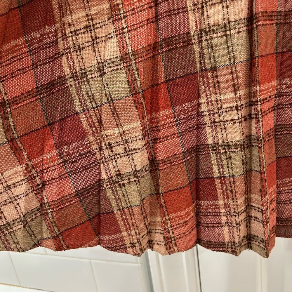 Vintage Wool Boucle Plaid Pleated A-Line Skirt Brown Burnt Orange XS - Picture 5 of 11